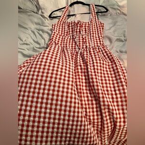 Jessica Simpson Red and White Gingham Midi Dress